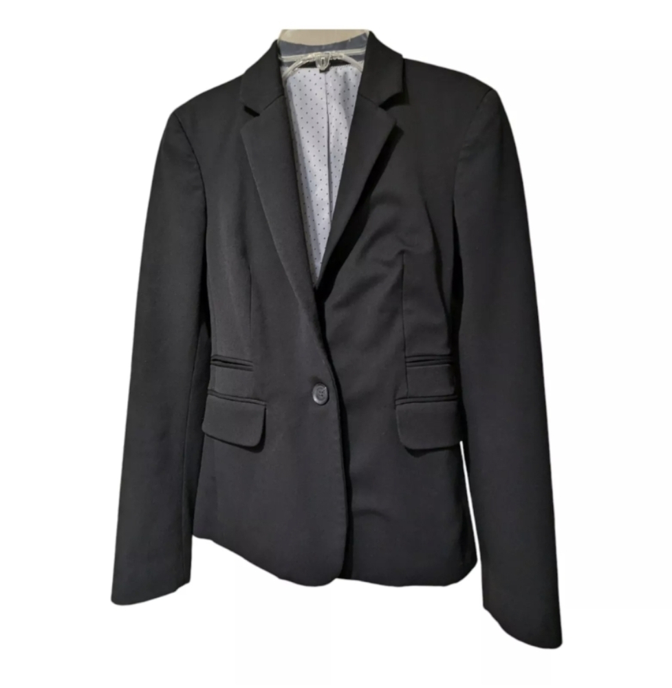 Express Women's Black One-Button Blazer Jacket Lined 4-Buttoned Sleeves Size 0